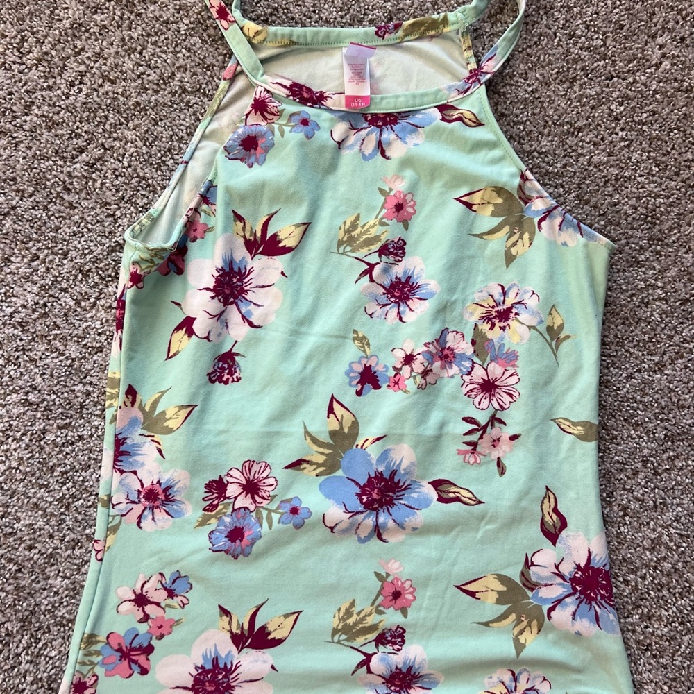 Floral High Neck No Boundaries Top - Mint Green